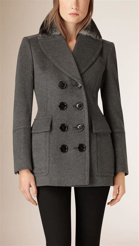 grey wool burberry pea coat